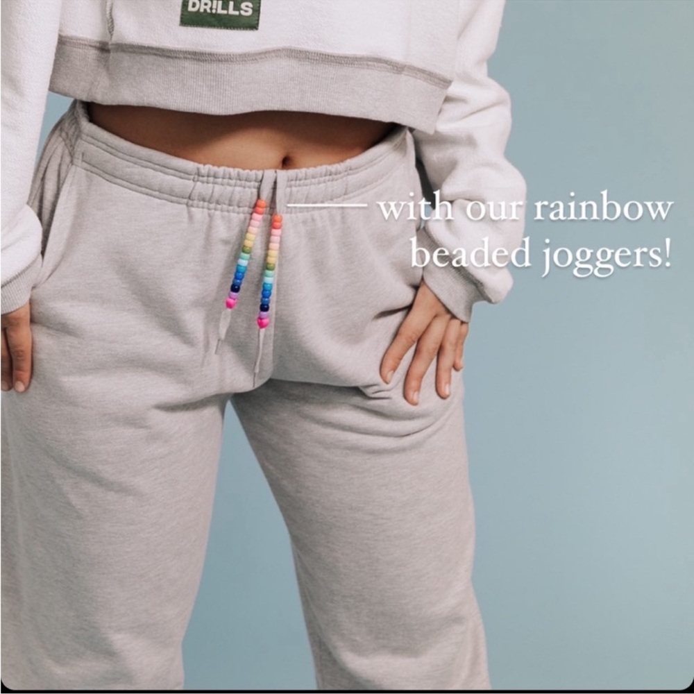 Daily Drills Light Gray Jogger Sweatpants with Beaded Drawstring - Picture 8 of 10